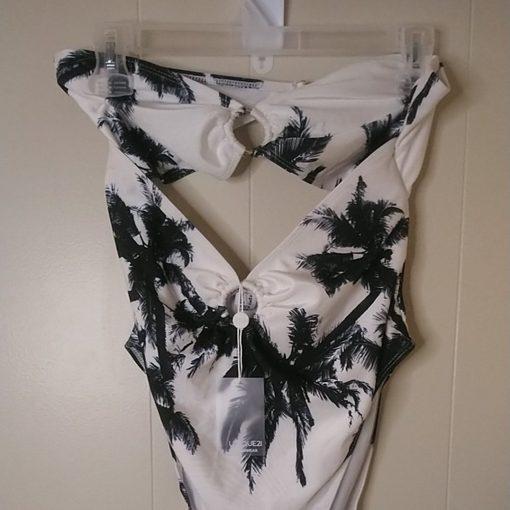 Unique21 Swimwear strapless palm tree bathing suit